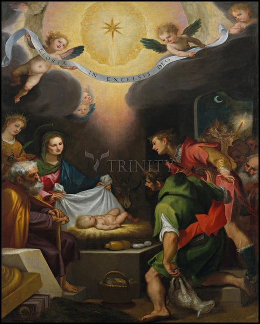 Adoration of the Shepherds with St. Catherine of Alexandria - Wood Plaque by Museum Classics - Trinity Stores