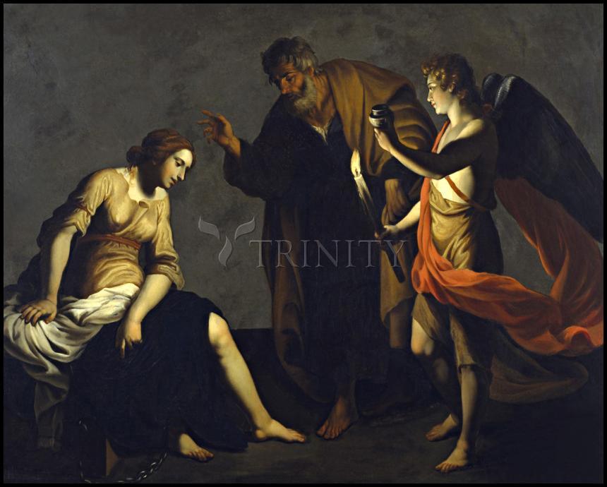 St. Agatha Attended by St. Peter and Angel in Prison - Wood Plaque by Museum Classics - Trinity Stores