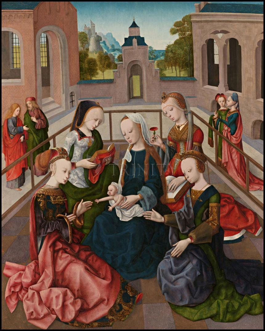 Mary and Child with Four Holy Virgins - Wood Plaque by Museum Classics - Trinity Stores