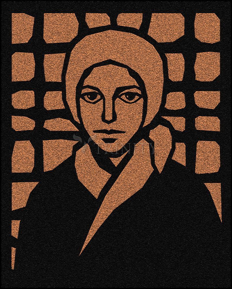St. Bernadette of Lourdes - Brown Glass - Wood Plaque by Dan Paulos - Trinity Stores