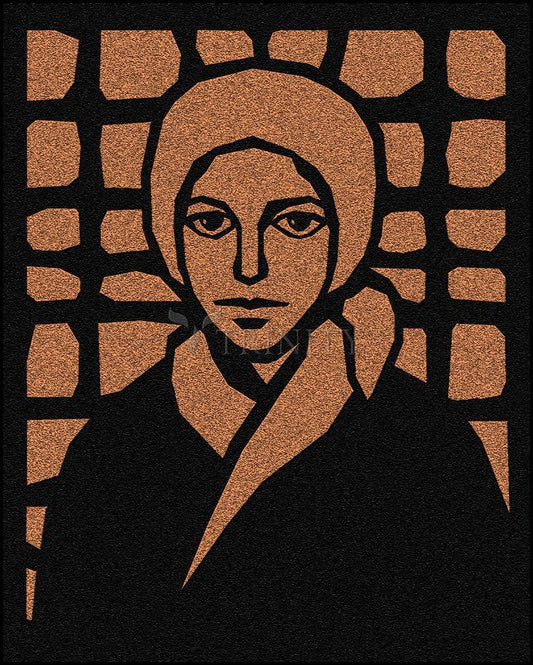 St. Bernadette of Lourdes - Brown Glass - Wood Plaque by Dan Paulos - Trinity Stores