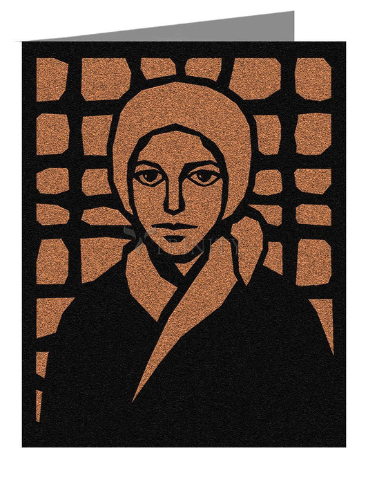 St. Bernadette of Lourdes - Brown Glass - Note Card Custom Text by Dan Paulos - Trinity Stores