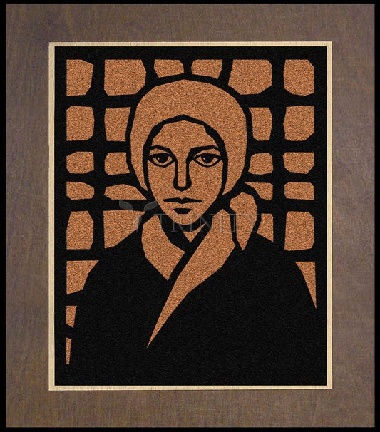 St. Bernadette of Lourdes - Brown Glass - Wood Plaque Premium by Dan Paulos - Trinity Stores