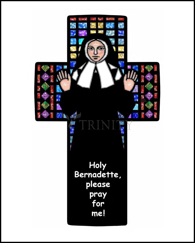 St. Bernadette of Lourdes - Cross - Wood Plaque by Dan Paulos - Trinity Stores