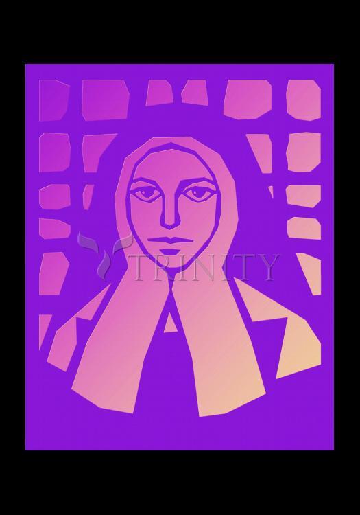 St. Bernadette of Lourdes - Purple Glass - Holy Card by Dan Paulos - Trinity Stores