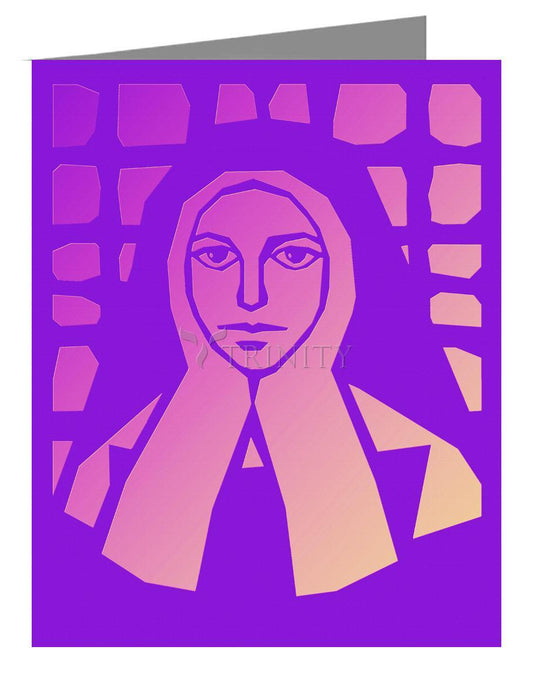 St. Bernadette of Lourdes - Purple Glass - Note Card Custom Text by Dan Paulos - Trinity Stores