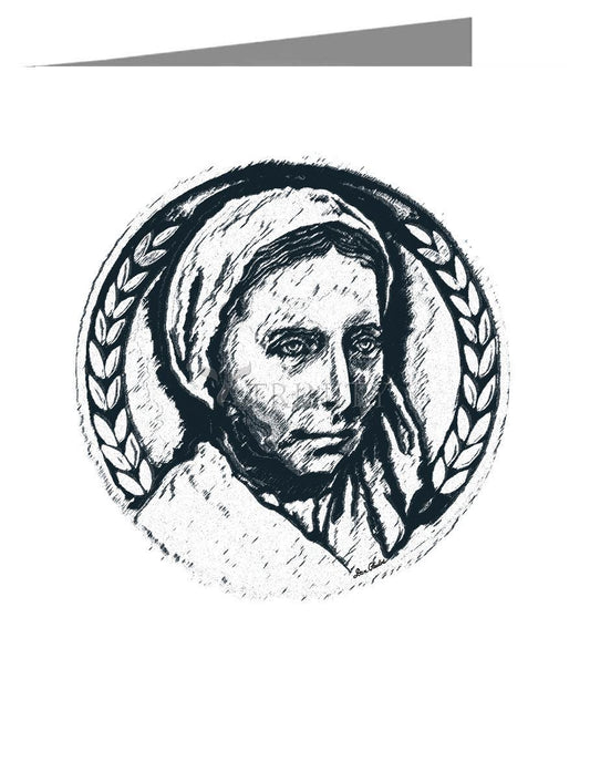 St. Bernadette of Lourdes - Pen and Ink - Note Card Custom Text by Dan Paulos - Trinity Stores
