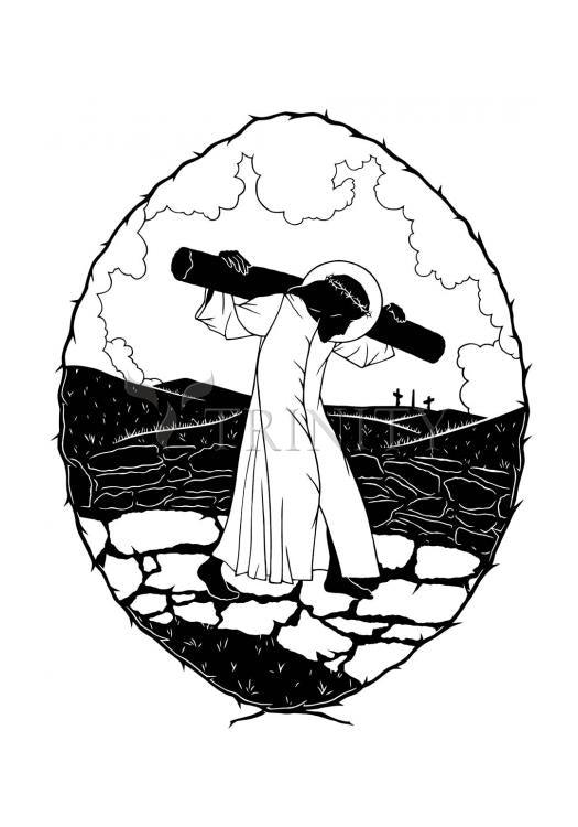 Carrying of the Cross - background view - Holy Card by Dan Paulos - Trinity Stores