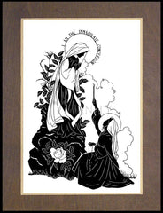 Wood Plaque Premium - Our Lady and St. Bernadette of Lourdes -