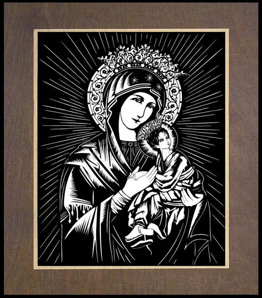 Our Lady of Perpetual Help - Wood Plaque Premium by Dan Paulos - Trinity Stores