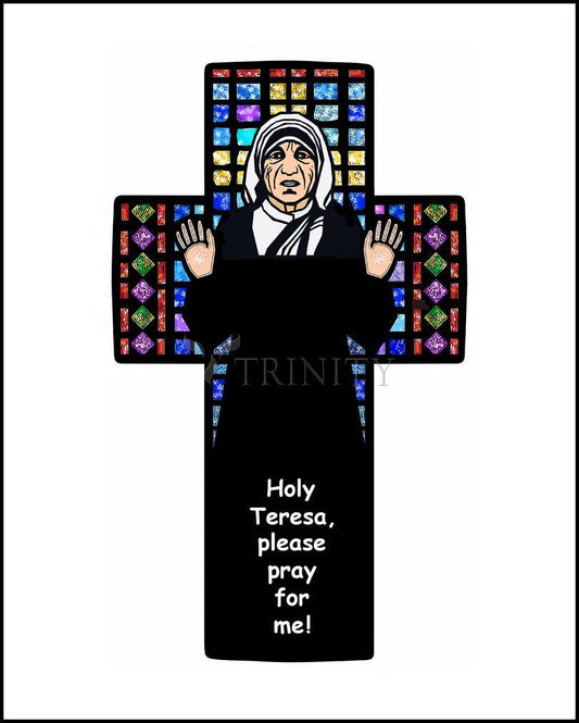 St. Teresa of Calcutta Cross - Wood Plaque by Dan Paulos - Trinity Stores