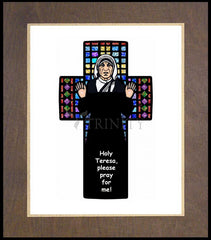 Wood Plaque Premium - St. Teresa of Calcutta Cross by D. Paulos