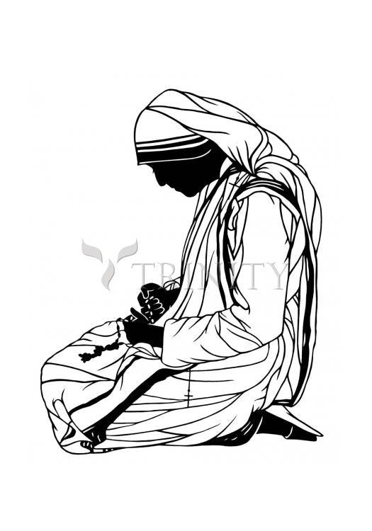 St. Teresa of Calcutta - Kneeling - Holy Card by Dan Paulos - Trinity Stores
