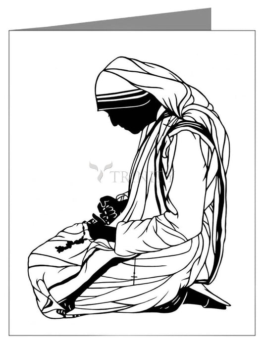 St. Teresa of Calcutta - Kneeling - Note Card Custom Text by Dan Paulos - Trinity Stores