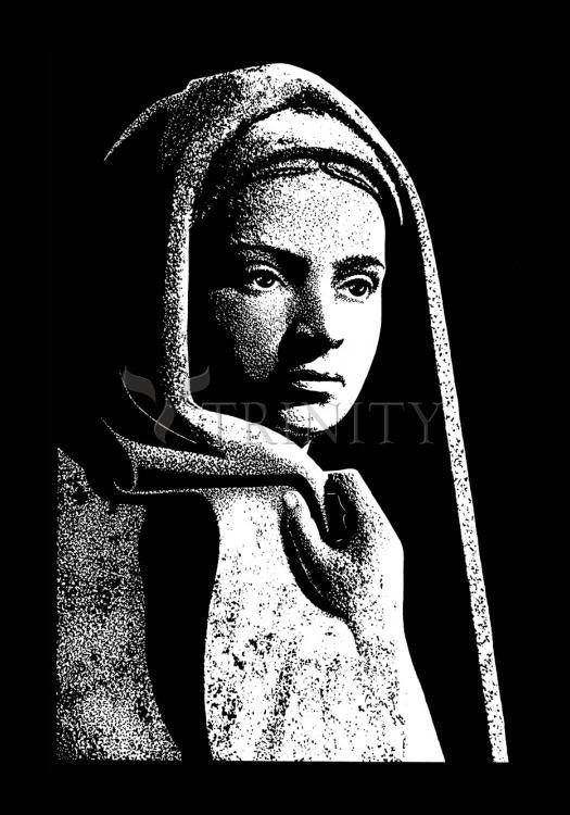 St. Bernadette in Lourdes, Drawing of Vilon's statue - Holy Card by Dan Paulos - Trinity Stores