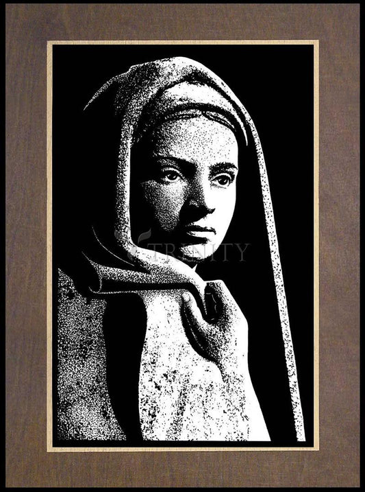 St. Bernadette in Lourdes, Drawing of Vilon's statue - Wood Plaque Premium by Dan Paulos - Trinity Stores