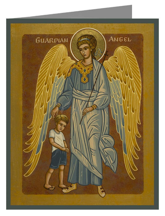 Guardian Angel with Boy - Note Card by Julie Lonneman - Trinity Stores