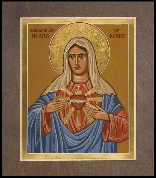 Immaculate Heart of Mary - Wood Plaque Premium by Julie Lonneman - Trinity Stores