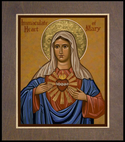 Immaculate Heart of Mary - Wood Plaque Premium by Julie Lonneman - Trinity Stores
