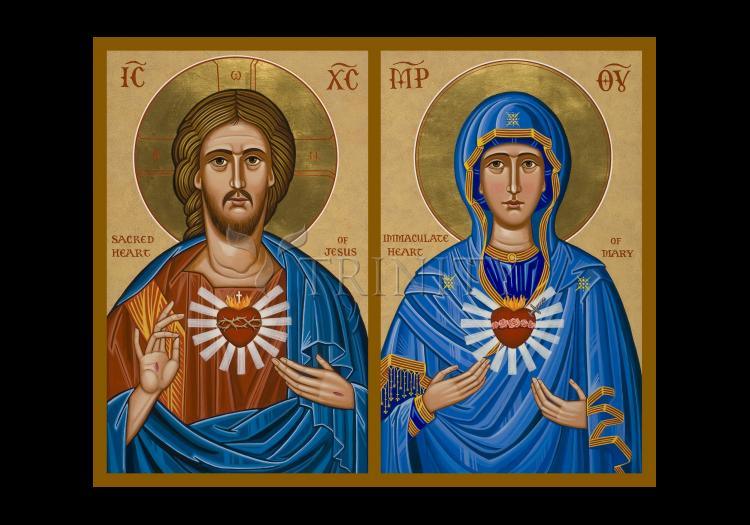 Jesus and Mary - Two Hearts - Holy Card by Julie Lonneman - Trinity Stores