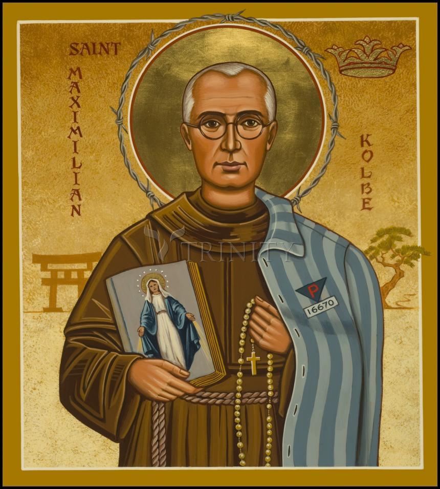 St. Maximilian Kolbe - Wood Plaque by Julie Lonneman - Trinity Stores