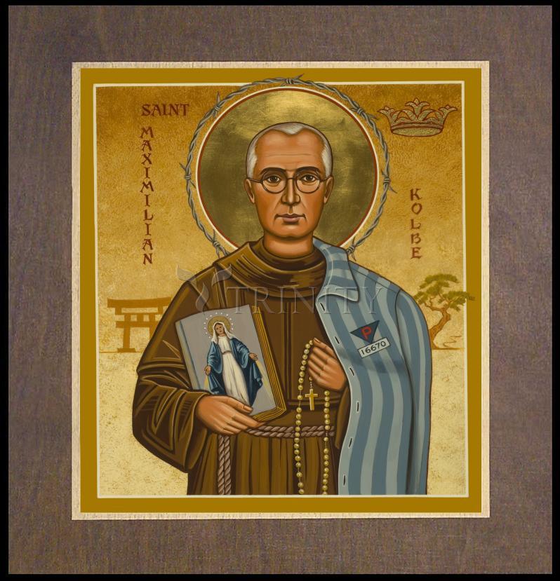 St. Maximilian Kolbe - Wood Plaque Premium by Julie Lonneman - Trinity Stores