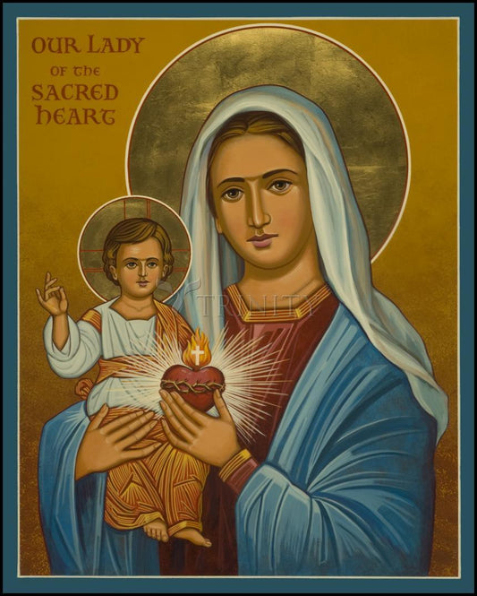 Our Lady of the Sacred Heart - Wood Plaque by Julie Lonneman - Trinity Stores