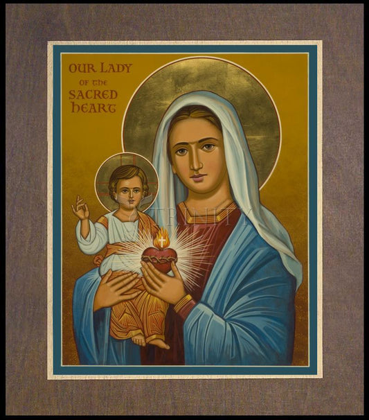 Our Lady of the Sacred Heart - Wood Plaque Premium by Julie Lonneman - Trinity Stores