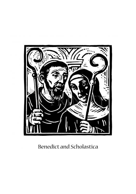 Sts. Benedict and Scholastica - Holy Card by Julie Lonneman - Trinity Stores