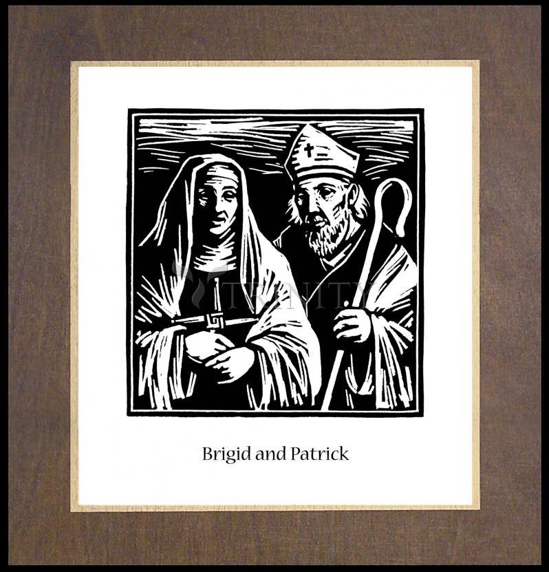 Sts. Brigid and Patrick - Wood Plaque Premium by Julie Lonneman - Trinity Stores