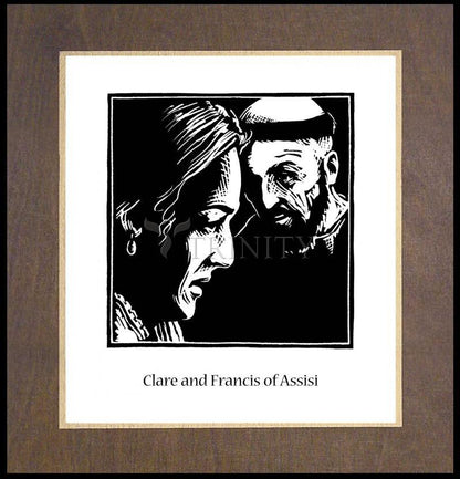 Sts. Clare and Francis - Wood Plaque Premium by Julie Lonneman - Trinity Stores