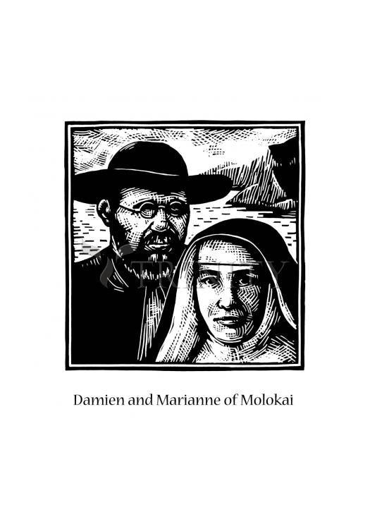 Sts. Damien and Marianne of Molokai - Holy Card by Julie Lonneman - Trinity Stores