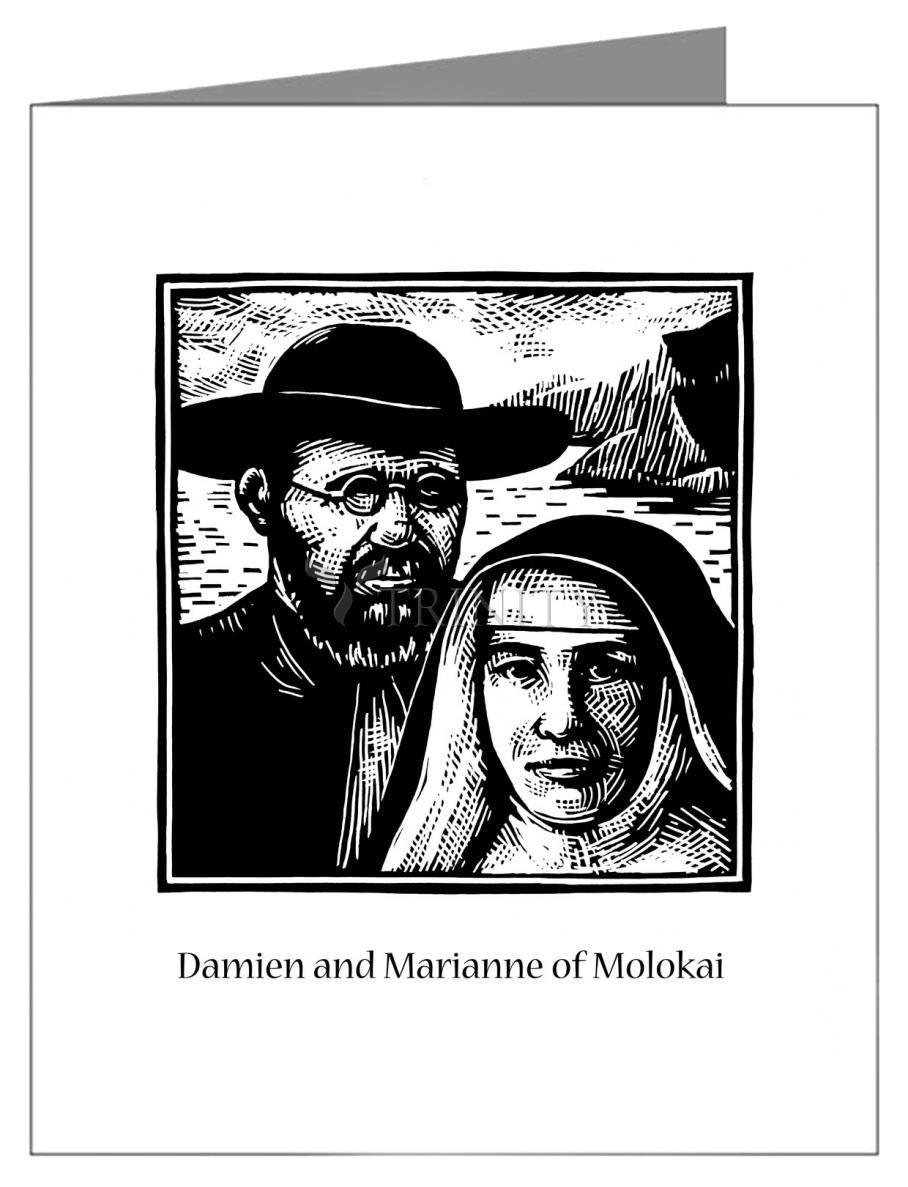 Sts. Damien and Marianne of Molokai - Note Card Custom Text by Julie Lonneman - Trinity Stores