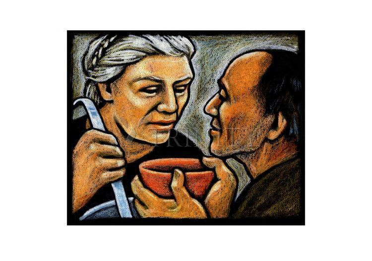 Dorothy Day Feeding the Hungry - Holy Card by Julie Lonneman - Trinity Stores