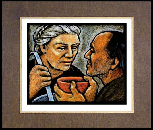 Dorothy Day Feeding the Hungry - Wood Plaque Premium by Julie Lonneman - Trinity Stores