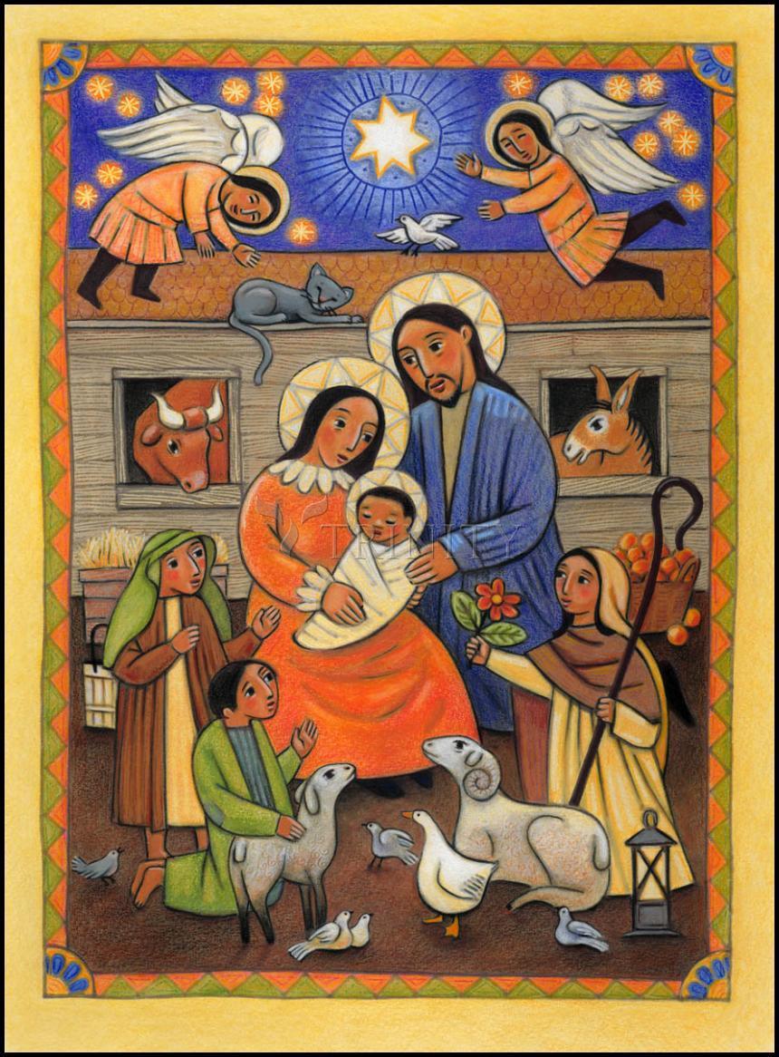 Folk Nativity - Wood Plaque by Julie Lonneman - Trinity Stores