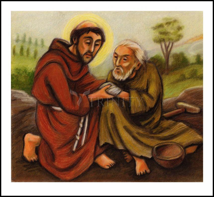 St. Francis and Lepers - Wood Plaque by Julie Lonneman - Trinity Stores