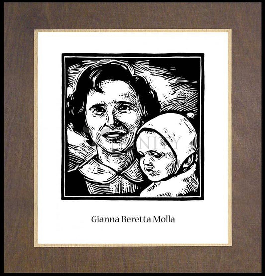 St. Gianna Beretta Molla - Wood Plaque Premium by Julie Lonneman - Trinity Stores