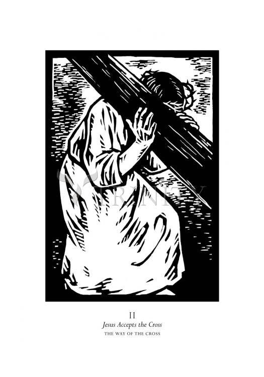 Traditional Stations of the Cross 02 - Jesus Accepts the Cross - Holy Card by Julie Lonneman - Trinity Stores