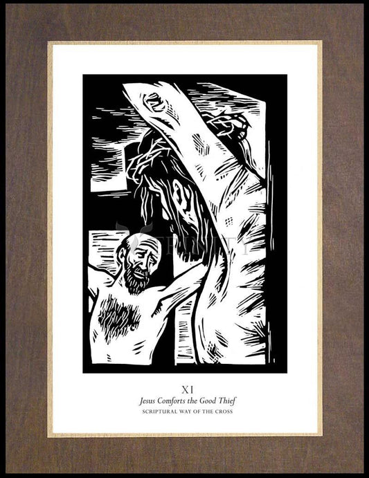 Scriptural Stations of the Cross 11 - Jesus Comforts the Good Thief - Wood Plaque Premium by Julie Lonneman - Trinity Stores