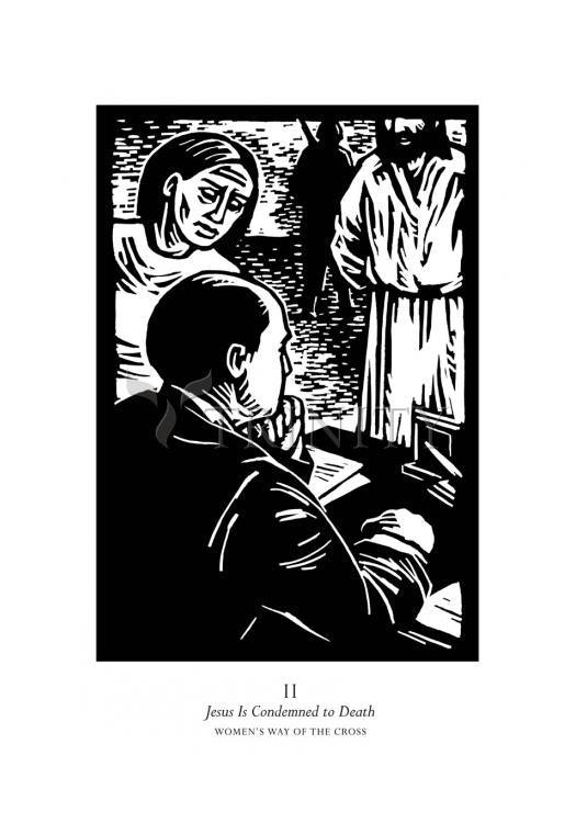 Women's Stations of the Cross 02 - Jesus is Condemned to Death - Holy Card by Julie Lonneman - Trinity Stores