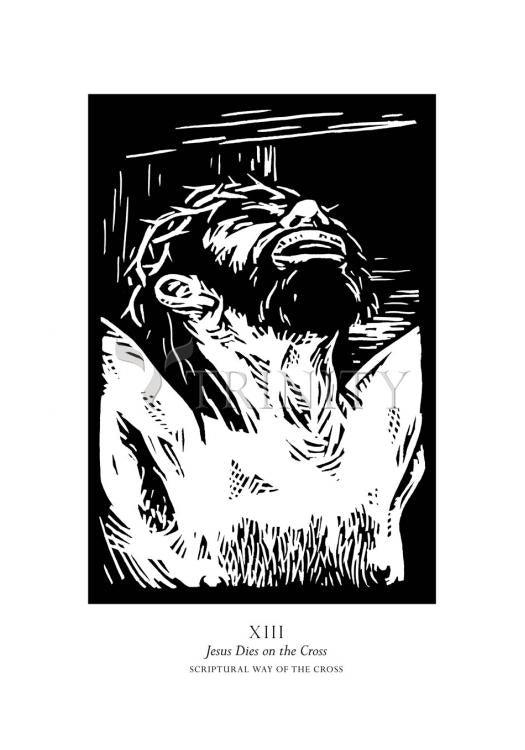 Scriptural Stations of the Cross 13 - Jesus Dies on the Cross - Holy Card by Julie Lonneman - Trinity Stores