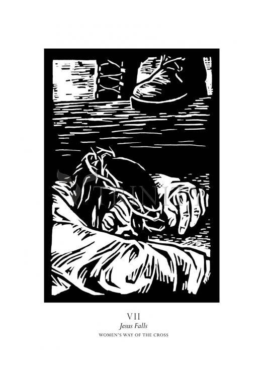 Women's Stations of the Cross 07 - Jesus Falls - Holy Card by Julie Lonneman - Trinity Stores