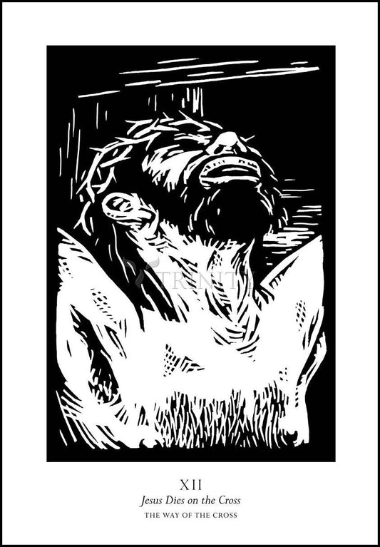 Traditional Stations of the Cross 12 - Jesus Dieson the Cross - Wood Plaque by Julie Lonneman - Trinity Stores