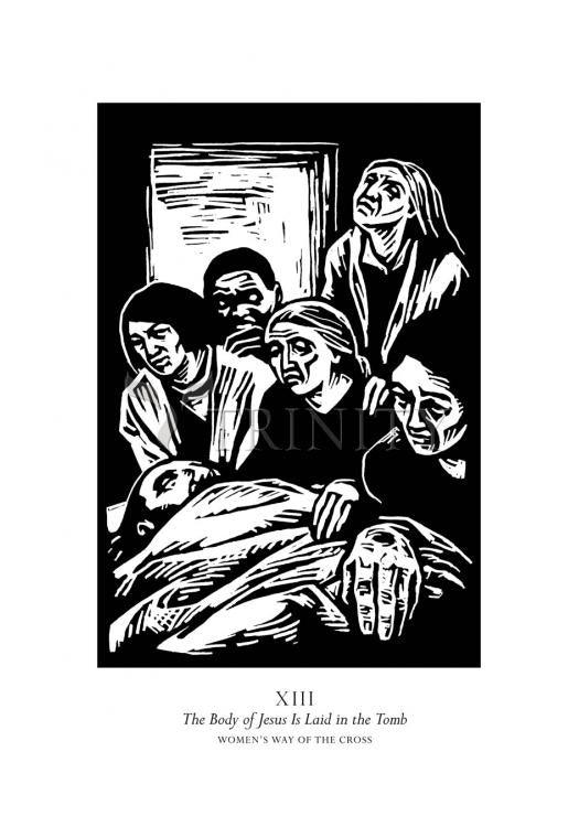 Women's Stations of the Cross 13 - The Body of Jesus is Laid in the Tomb - Holy Card by Julie Lonneman - Trinity Stores