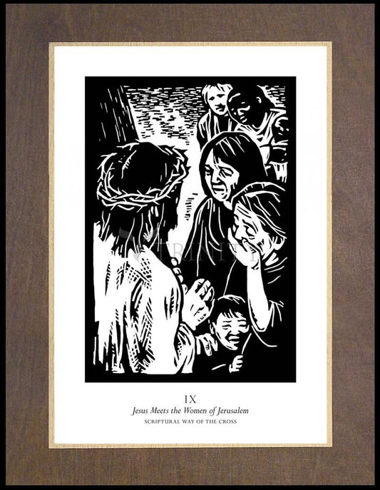 Scriptural Stations of the Cross 09 - Jesus Meets the Women of Jerusalem - Wood Plaque Premium by Julie Lonneman - Trinity Stores