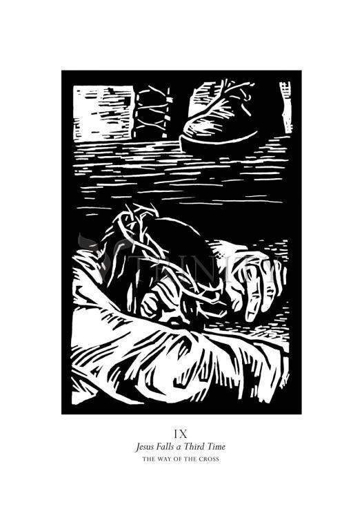 Traditional Stations of the Cross 09 - Jesus Falls a Third Time - Holy Card by Julie Lonneman - Trinity Stores