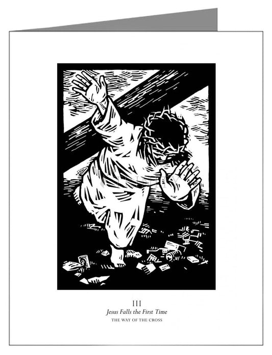 Traditional Stations of the Cross 03 - Jesus Falls the First Time - Note Card Custom Text by Julie Lonneman - Trinity Stores