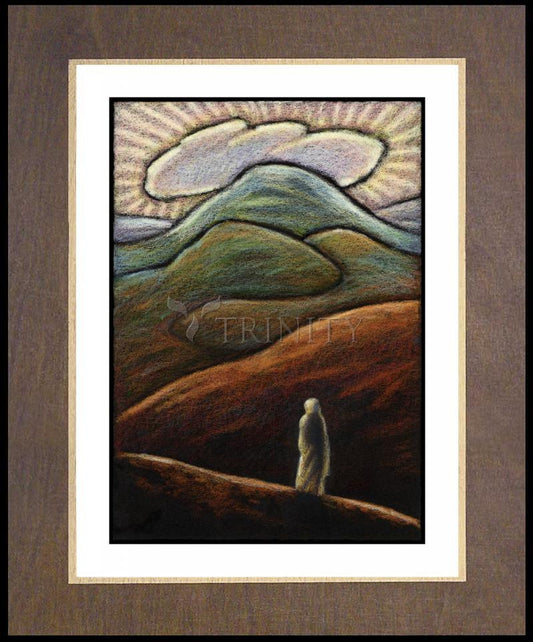 Lent, 1st Sunday - Jesus in the Desert - Wood Plaque Premium by Julie Lonneman - Trinity Stores