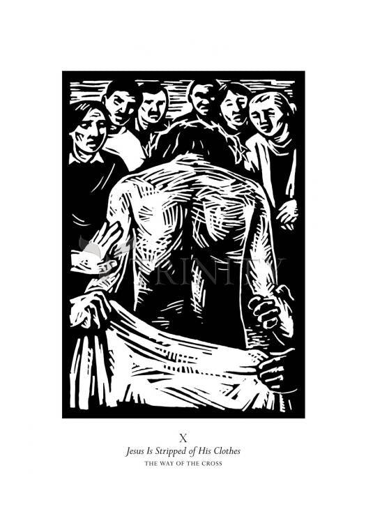Traditional Stations of the Cross 10 - Jesus is Stripped of His Clothes - Holy Card by Julie Lonneman - Trinity Stores
